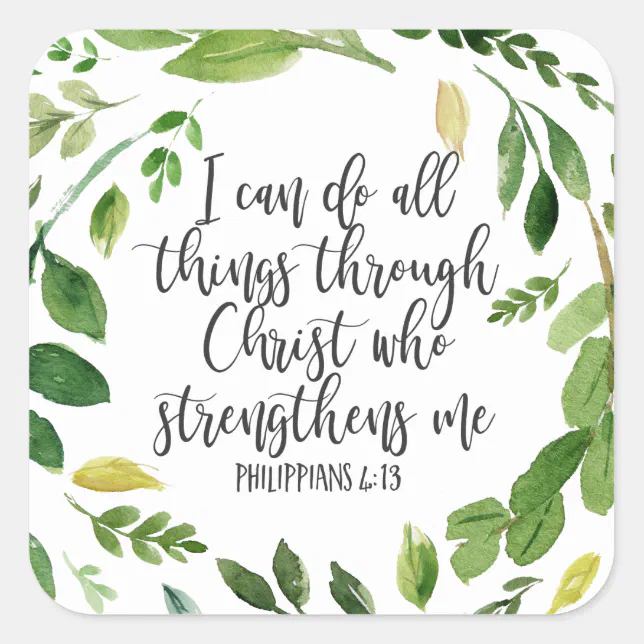 Philippians Bible Scripture verse Inspirational Square Sticker | Zazzle