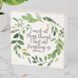 Philippians Bible Scripture verse Inspirational Wooden Box Sign