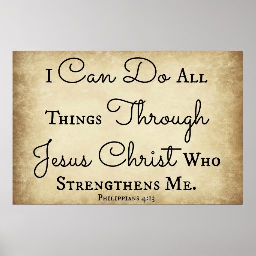 Philippians Bible verse I can do all things Poster | Zazzle