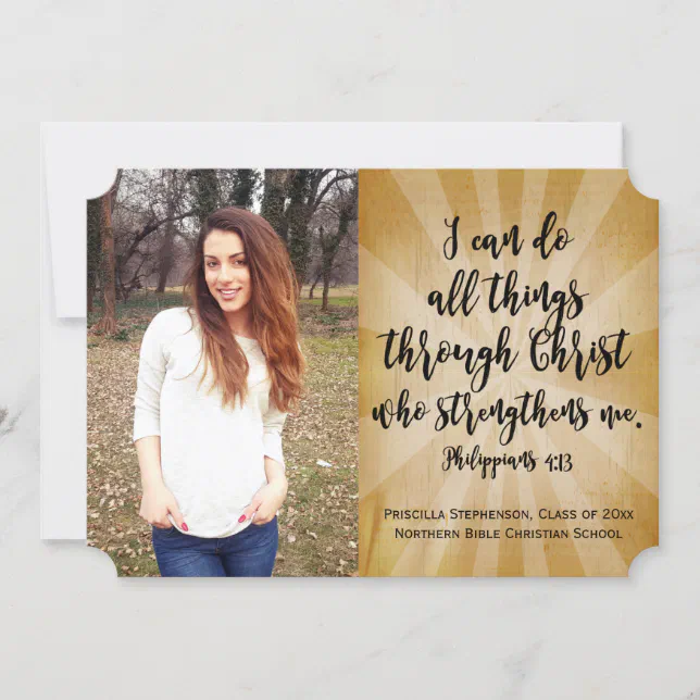 Philippians Christian Bible Verse Photo Graduation Invitation Zazzle