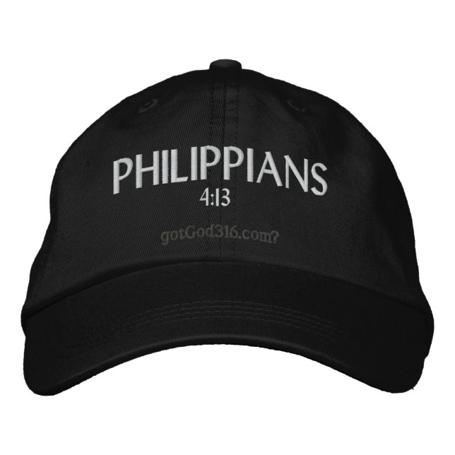 PHILIPPIANS gotGod316.com 4:13 Wool Embroidered Baseball Cap (Front)