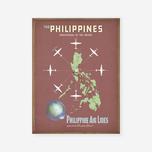 Philippine Airlines Orient Vintage Travel Poster