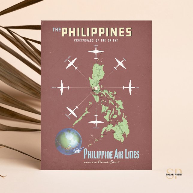 Philippine Airlines Orient Vintage Travel Poster Postcard (Creator Uploaded)