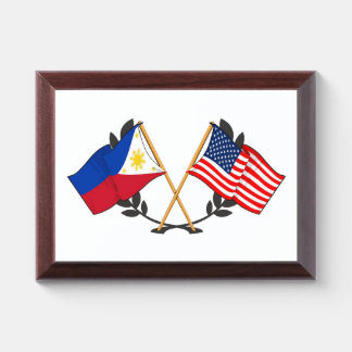 Philippine American Flag Filipino Heritage Vintage Award Plaque