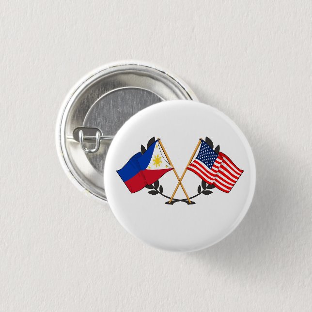 Philippine American Flag Filipino Heritage Vintage Button (Front & Back)