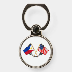 Philippine American Flag Filipino Heritage Vintage Phone Ring Stand