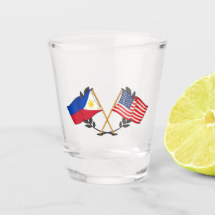 Philippine American Flag Filipino Heritage Vintage Shot Glass