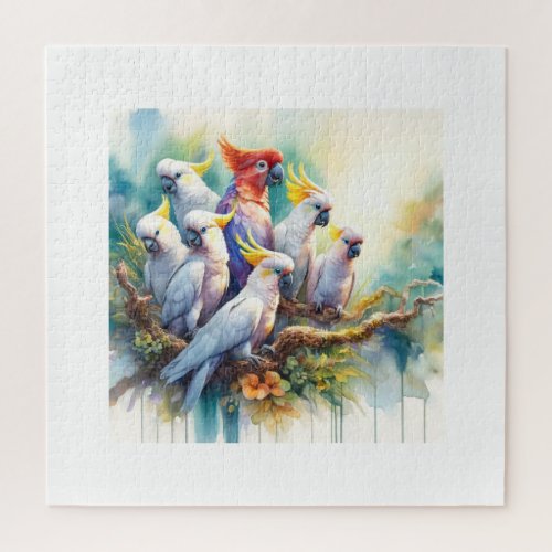 Philippine Cockatoos 010624AREF101 _ Watercolor Jigsaw Puzzle