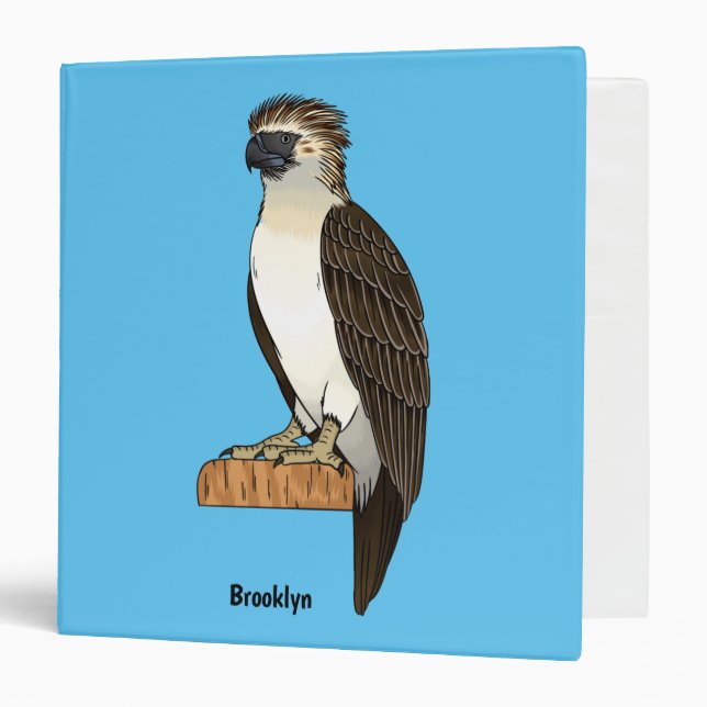 Philippine eagle bird cartoon illustration 3 ring binder (Front/Inside)