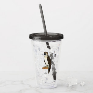 Philippine eagle bird cartoon illustration acrylic tumbler