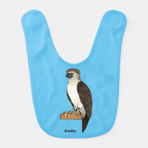 Philippine eagle bird cartoon illustration  baby bib