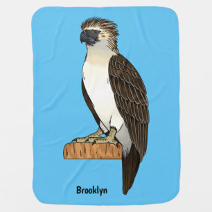 Philippine eagle bird cartoon illustration baby blanket