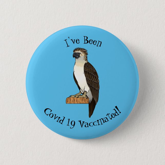 Philippine eagle bird cartoon illustration  button (Front)