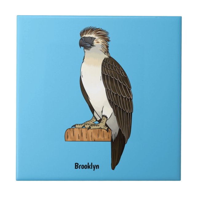 Philippine eagle bird cartoon illustration ceramic tile (Front)