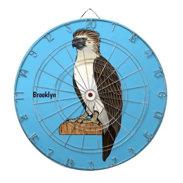 Philippine eagle bird cartoon illustration  dart board (Front)