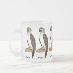 Philippine eagle bird cartoon illustration frosted glass coffee mug