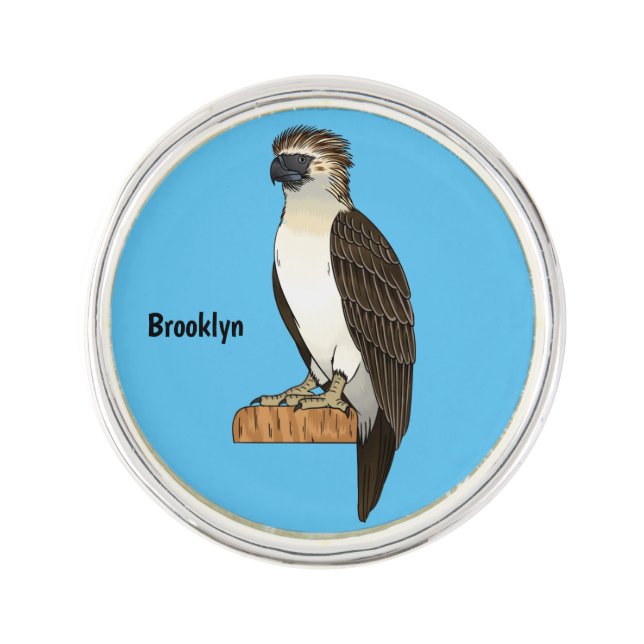 Philippine eagle bird cartoon illustration  lapel pin (Front)