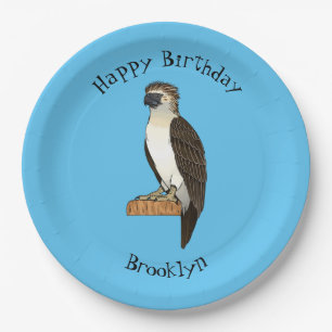 Philippine eagle bird cartoon illustration  paper plates