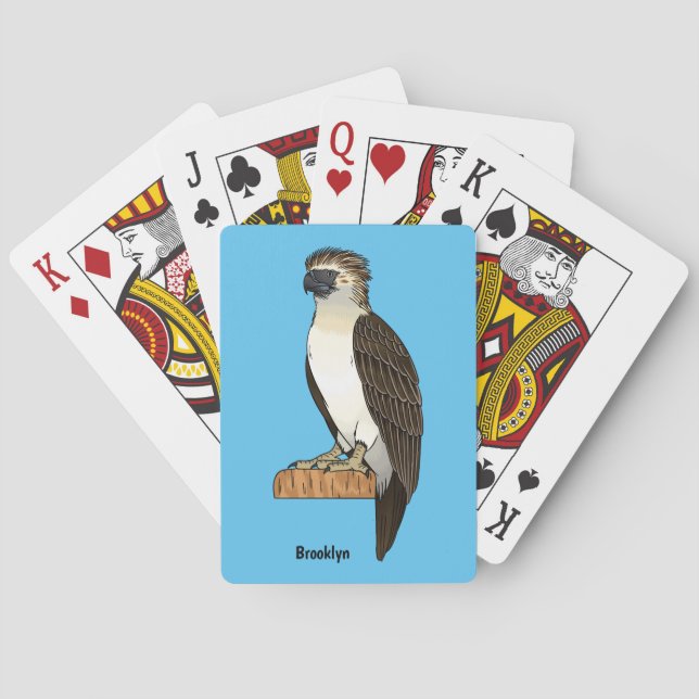 Philippine eagle bird cartoon illustration poker cards (Back)
