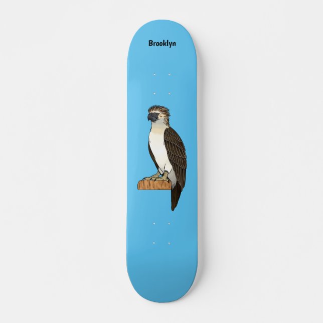 Philippine eagle bird cartoon illustration skateboard (Front)