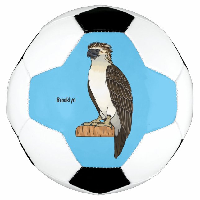 Philippine eagle bird cartoon illustration soccer ball (Front)
