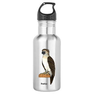 Philippine eagle bird cartoon illustration stainless steel water bottle
