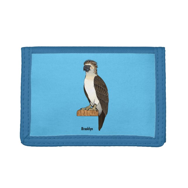 Philippine eagle bird cartoon illustration trifold wallet (Front)