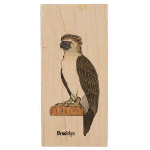 Philippine eagle bird cartoon illustration wood flash drive