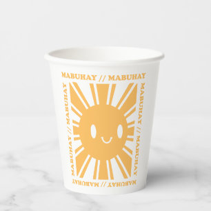 Philippine Filipino Sun Smile Mabuhay Tagalog Paper Cups