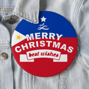 Philippine Flag Christmas: Merry Christmas & Best  Button