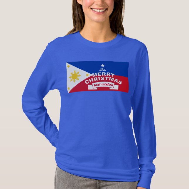 Philippine Flag Christmas: Merry Christmas & Best  T-Shirt (Front)