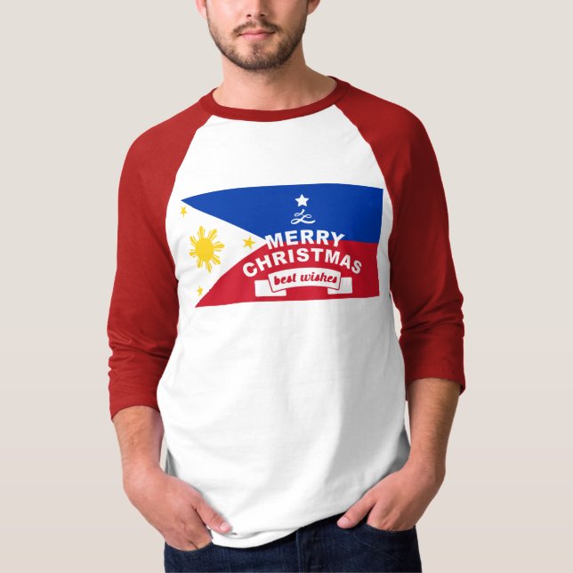 Philippine Flag Christmas: Merry Christmas & Best  T-Shirt (Front)