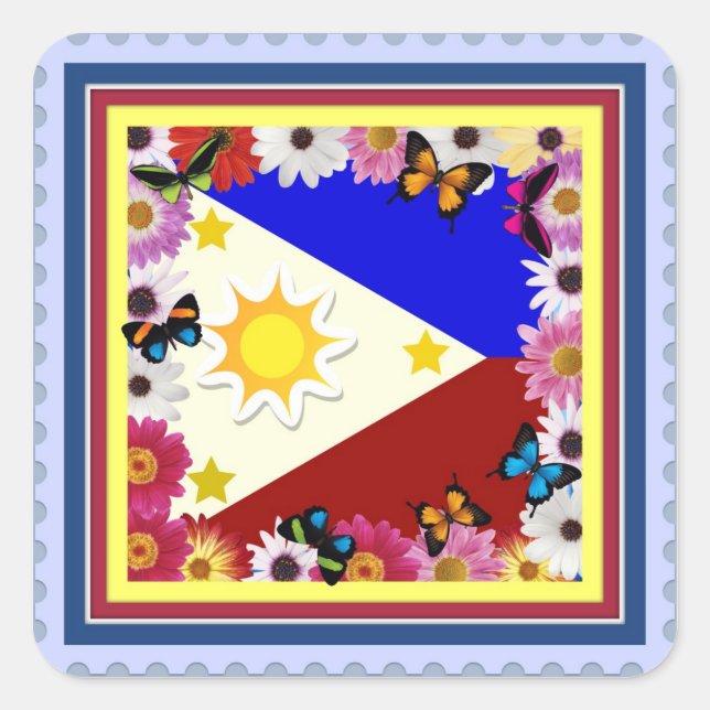 Philippine Flag Design - Filipino Sticker (Front)