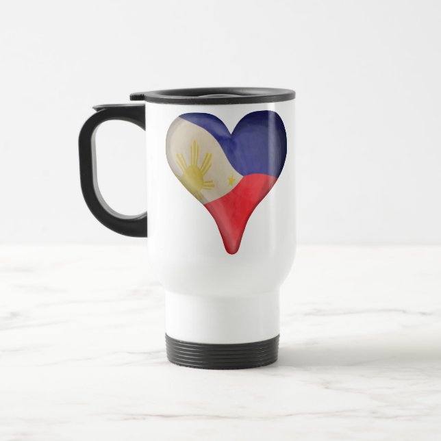 Philippine Flag In A Heart Travel Mug (Left)