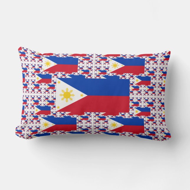 Philippine Flag in Multiple Layers Lumbar Pillow (Front)