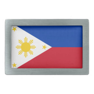 Philippine flag rectangular belt buckle
