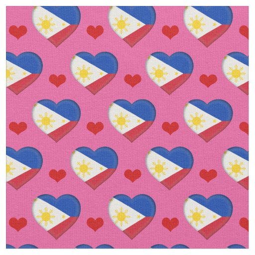 Philippine Flag & Red Heart fashion Fabric