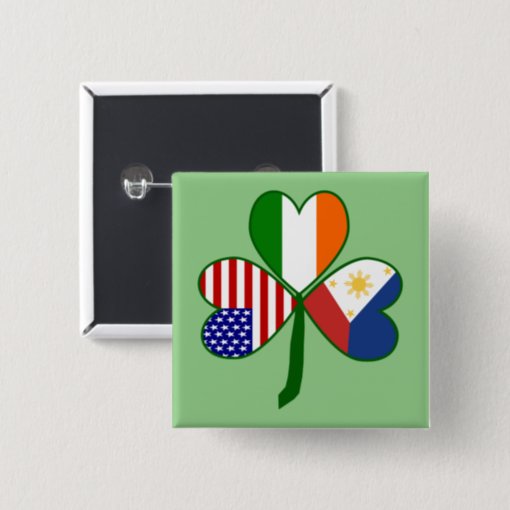 Philippine Flag Shamrock Pinback Button Zazzle