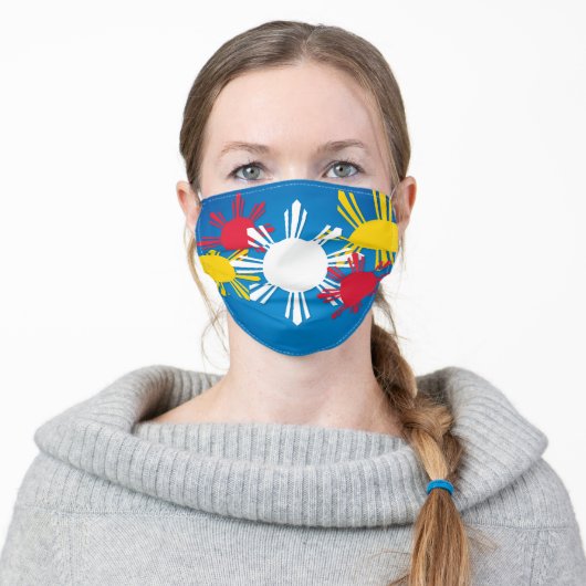 Philippine Flag Sun Pattern Adult Cloth Face Mask (Worn)