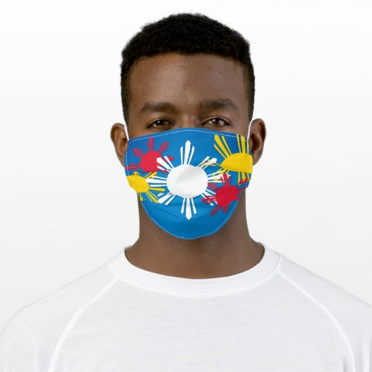 Philippine Flag Sun Pattern Adult Cloth Face Mask (Worn)