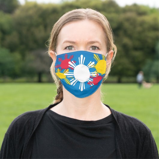 Philippine Flag Sun Pattern Adult Cloth Face Mask (Outside)