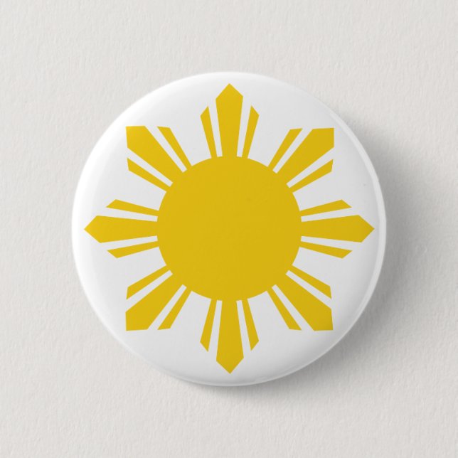 Philippine Sun, Pinoy Sun, Filipino Sun Button (Front)