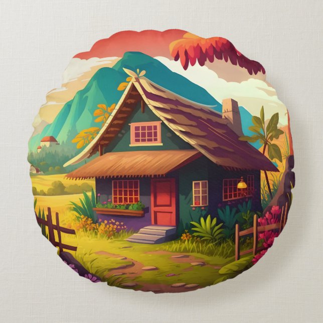 Philippine Traditional House-36543 Round Pillow (Front)