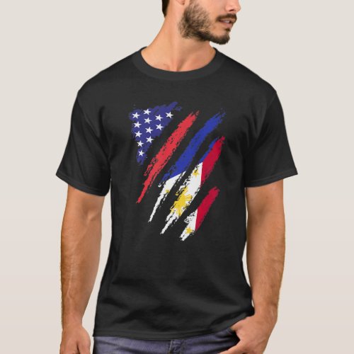 Philippines American Grown Flag USA Patriot Herita T_Shirt