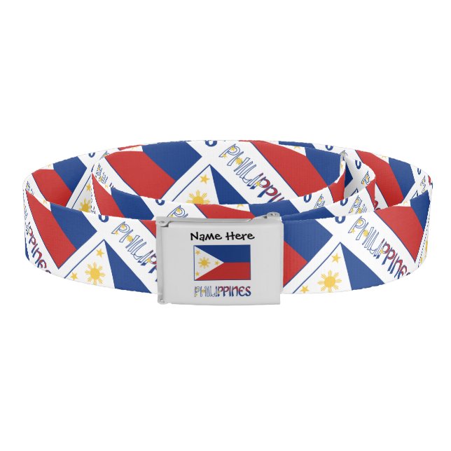 Philippines and Filipino Flag and Your Name Belt (Coil)