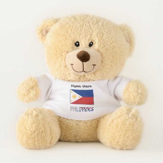 Philippines and Filipino Flag and Your Name Teddy Bear (Front)