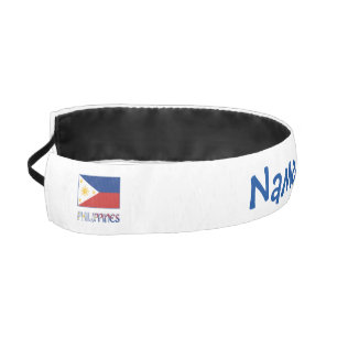 Philippines and Filipino Flag Blue Personalized  Athletic Headband