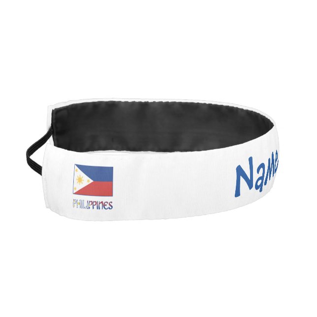 Philippines and Filipino Flag Blue Personalized  Athletic Headband (Left)
