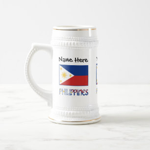 Philippines and Filipino Flag Personalized  Beer Stein