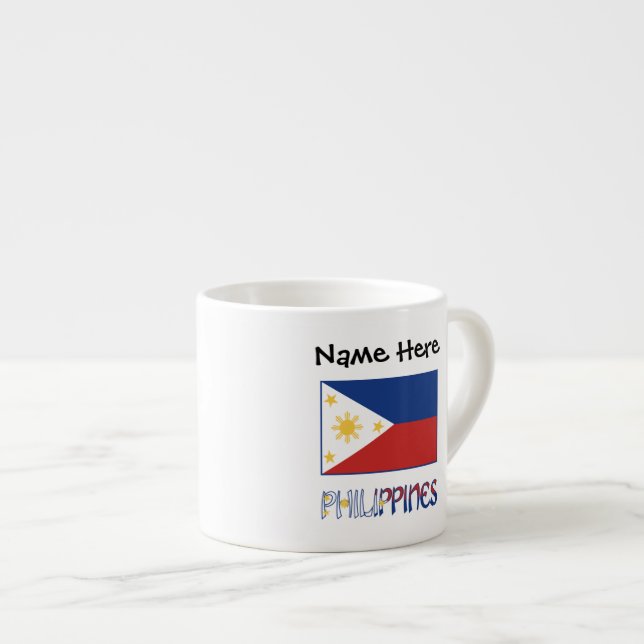 Philippines and Filipino Flag Personalized  Espresso Cup (Front Right)